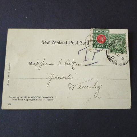NZ New Zealand 1906 Postcard from Wanganui To Waverley, Postage Due