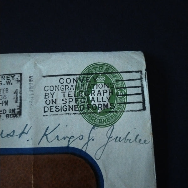 Australia 1936 Printed To Private Order Frank G O'Brien Ltd Glass Merchants Advertisement Envelope Posted in Sydney Clear Panel Envelope
