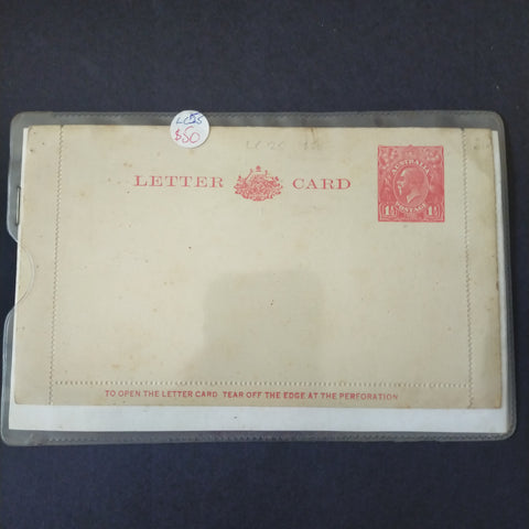 Australia Vintage Lettercard KGV Red 1 1/2d  ACSC LC55