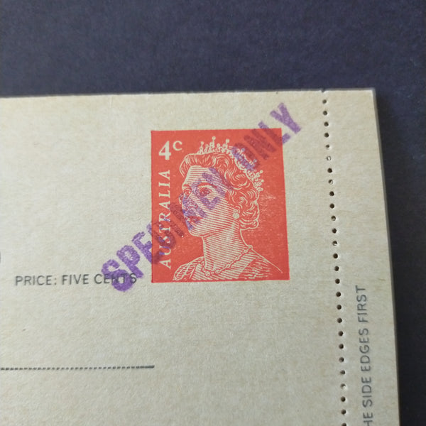 Australia Vintage Decimal Specimen Lettercard 4c Queen Elizabeth II Specimen Stamp