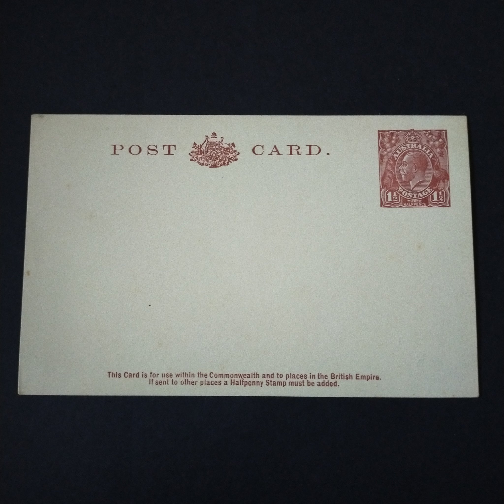 Australia Vintage Postal Card Narrow Footnote With KGV 1 1/2d