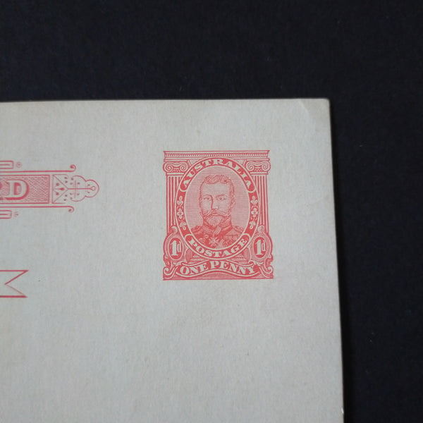 Australia Vintage Postal Card KGV 1d Stamp Frontal Facing Effigy