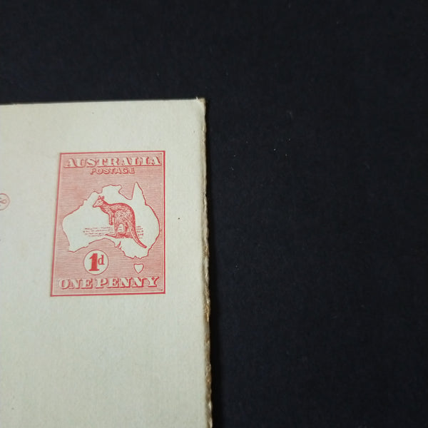 Australia Vintage Postal Card 1d Kangaroo Stamp Rough Edges