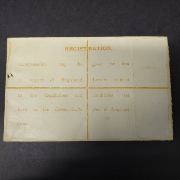 Australia 1914 4d Kangaroo Long Registered Envelope From Brisbane to Doomben