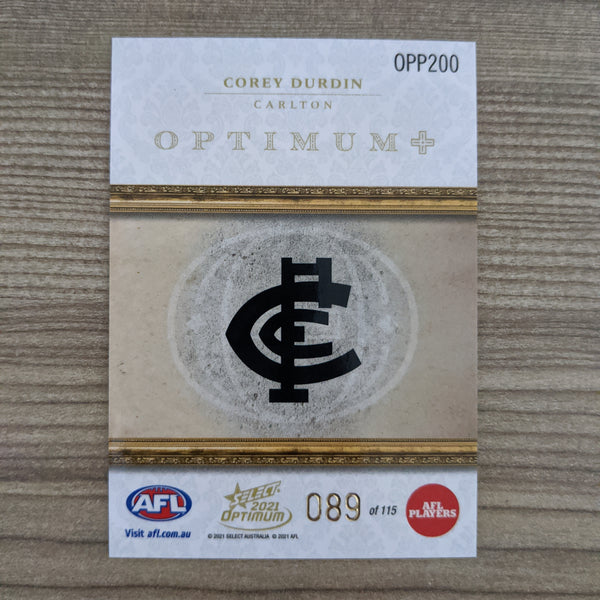 2021 AFL Select Optimum Plus Parallel Corey Durdin Carlton 89/115