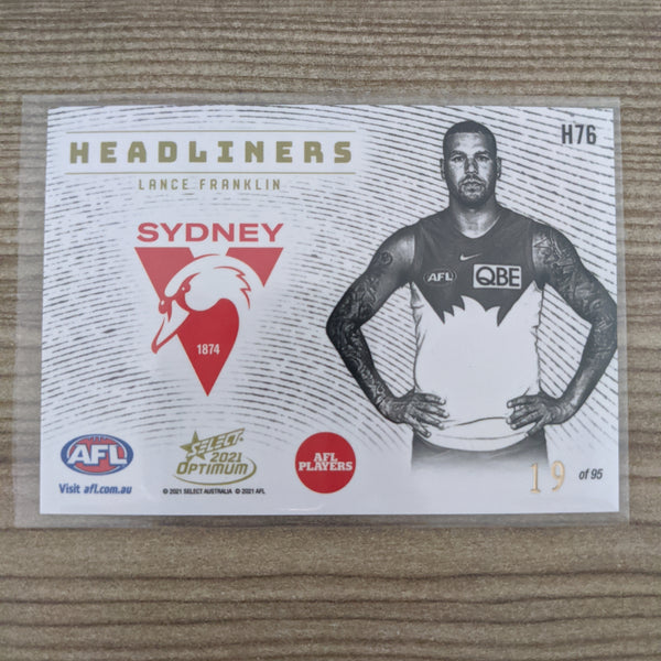 2021 AFL Select Optimum Headliners Lance Franklin Sydney 19/95