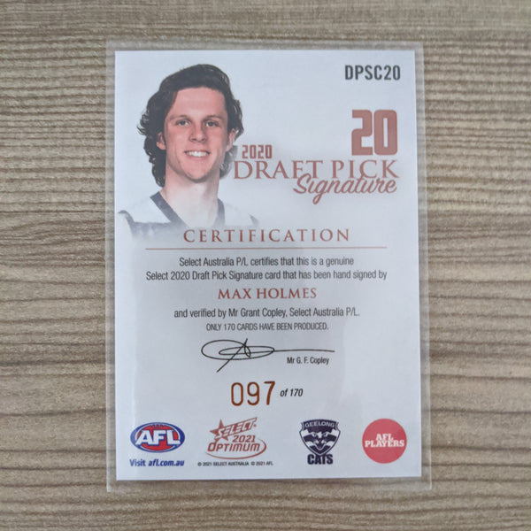 2021 AFL Select Optimum Copper Signature Max Holmes Geelong