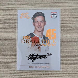 2021 AFL Select Optimum Copper Draft Pick Signature Tom Highmore St Kilda