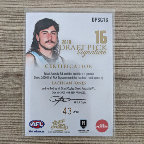 2021 AFL Select Optimum DPS Gold Lachlan Jones Port Adelaide