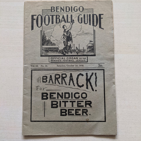Football 1938 Grand Final Bendigo Football League Record Vol 12 No.24