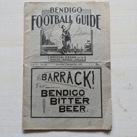 Football 1937 Final Bendigo Football League Record Vol 11 No.24 Saturday October 2nd
