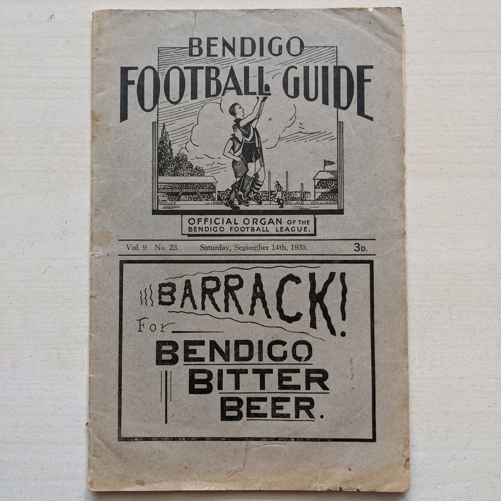 Bendigo 1935 Football League Record Vol 9 No. 23 Saturday September 14th