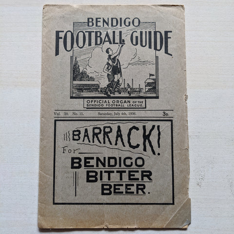Bendigo  1936 Football League Record Vol 10 No. 11 Saturday July 4th
