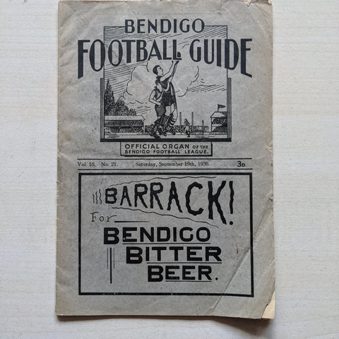 Bendigo 1936 Football League Record Vol 10 No. 21 Saturday September 19th