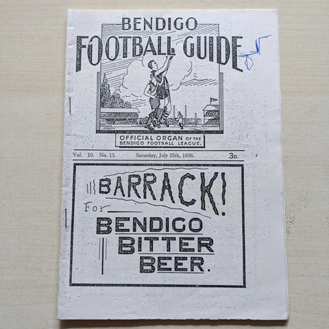 Copy 1936 Bendigo Football League Record Vol 10 No. 13 Saturday July 25th