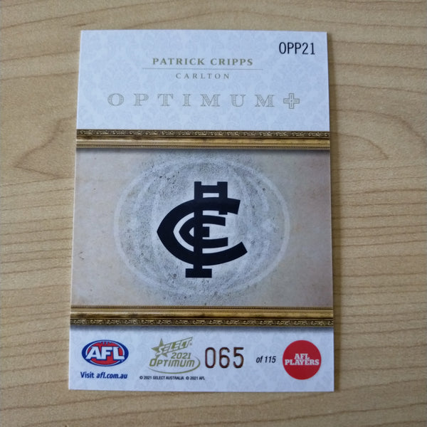 2021 AFL Select Optimum Plus Parallel Patrick Cripps Carlton No.065/115