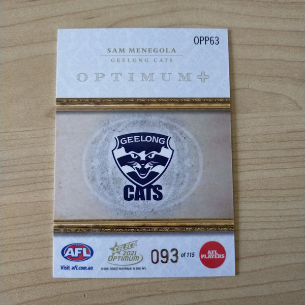 2021 AFL Select Optimum Plus Parallel Sam Menegola Geelong No.093/115