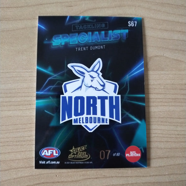 2021 AFL Select Optimum Specialist Trent Dumont North Melbourne No.07/80