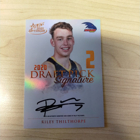 2021 AFL Select Optimum Copper Draft Pick Signature Riley Thilthorpe Adelaide No.133/170