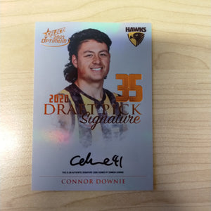 2021 AFL Select Optimum Copper Draft Pick Signature Conor Downie Hawthorn No.005/170