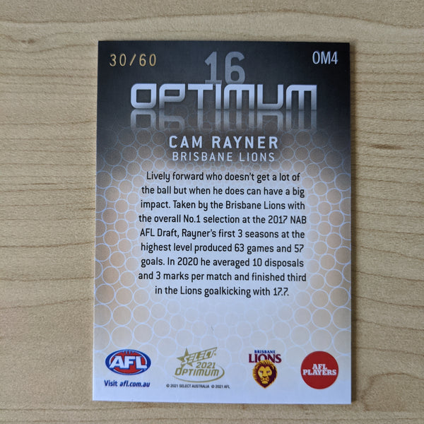 2021 AFL Select Optimum Mirror Cameron Rayner Brisbane 30/60