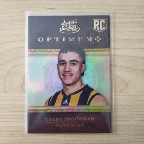 2021 AFL Optimum Plus Parallel Rookie Card Tyler Brockman Hawthorn No.045/115