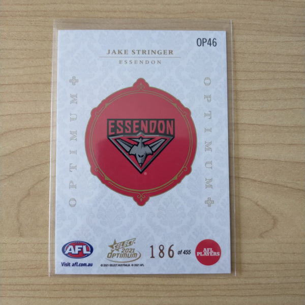 2021 AFL Optimum Plus Jake Stringer Essendon No.186/455