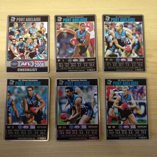 2008 Teamcoach Prize Card Team Set Port Adelaide