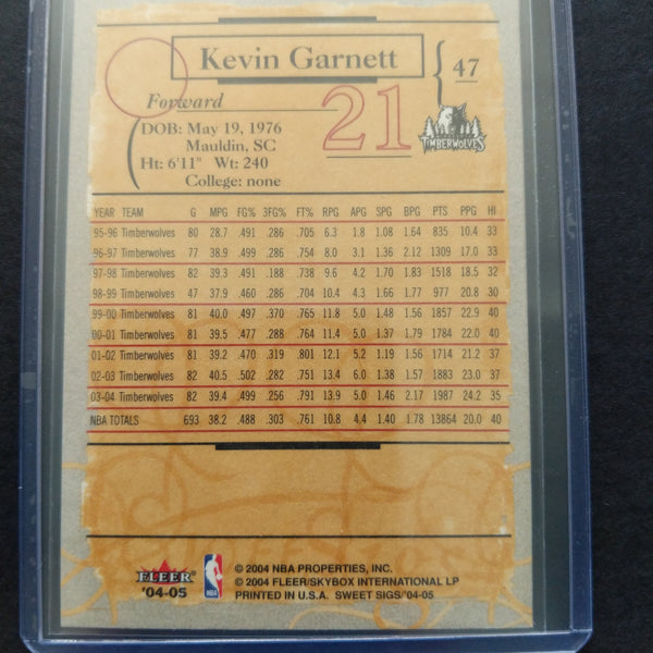 2004-05 NBA Fleer Sweet Sigs Kevin Garnett Basketball Card