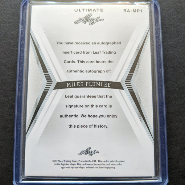 2012 NBA Leaf Ultimate Auto Miles Plumlee Basketball Card