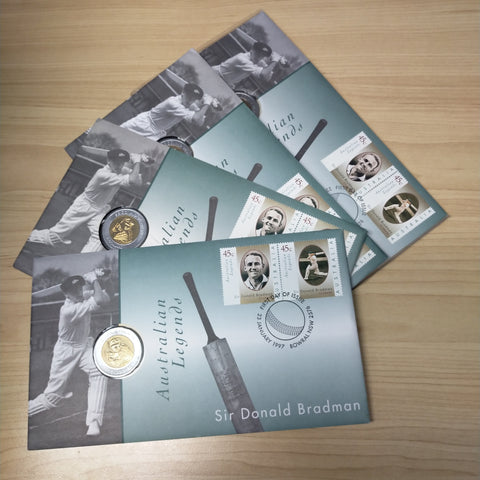 Lot of 4 x 1997 Australian Legends Sir Donald Bradman PNC First Day Of Issue