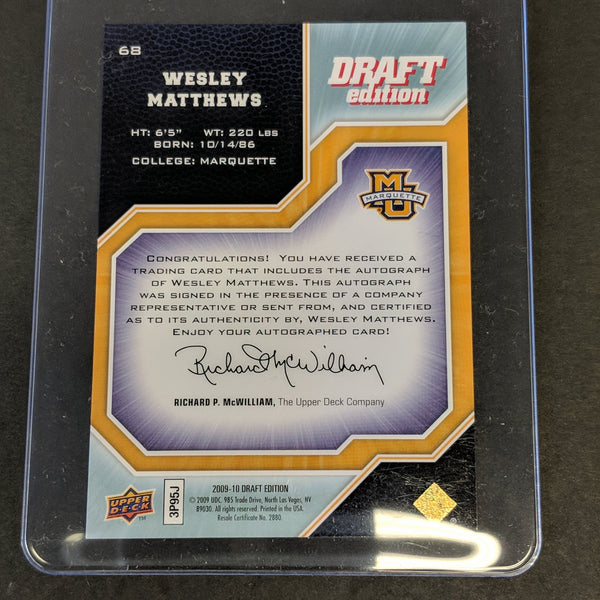 2009-10 upper deck Rookie Card Draft Edition Wesley Matthews