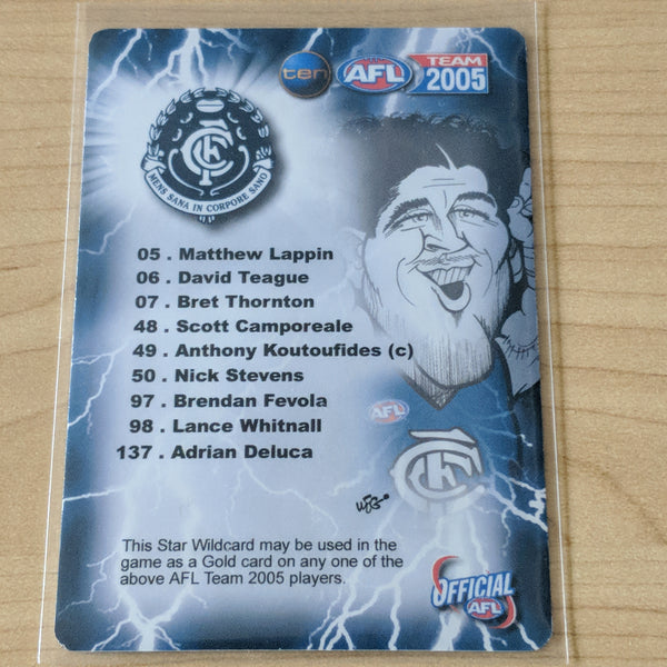 2005 AFL Teamcoach Star Wildcard Brendan Fevola Carlton SW-03