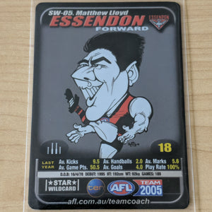 2005 AFL Teamcoach Star Wildcard Matthew Lloyd Essendon SW-05