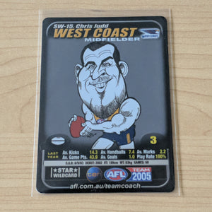 2005 AFL Teamcoach Star Wildcard Chris Judd West Coast SW-15