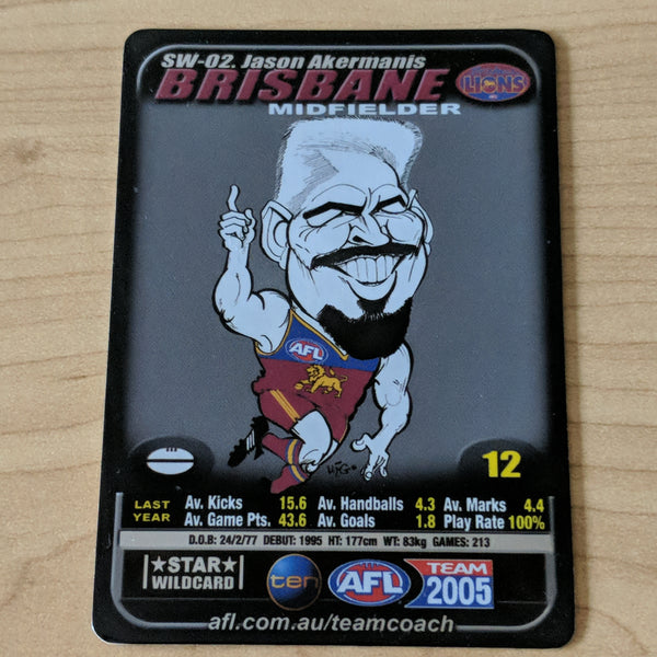 2005 AFL Teamcoach Star Wildcard Jason Akermanis Brisbane Lions SW-02