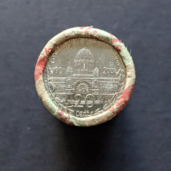 Australia 2001 Royal Australian Mint 20c Centenary of Federation Victoria in Armaguard Coin Roll