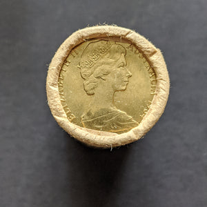 Australia 1984 Royal Australian Mint $1 Coin Roll. This is the first year of dollar coins and the only year of this effigy of The Queen