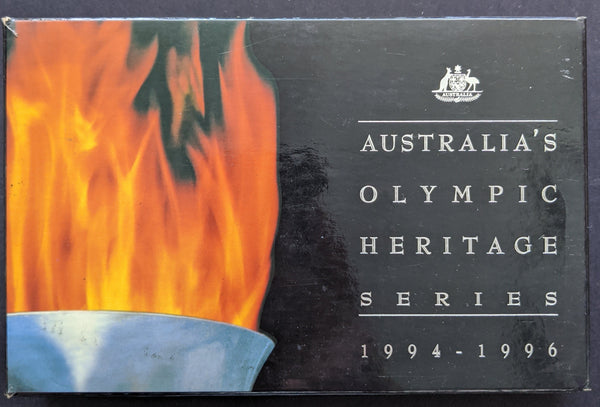 Australia 1994 - 1996 Royal Australian Mint SILVER $10 Olympic Heritage Series 6 coins