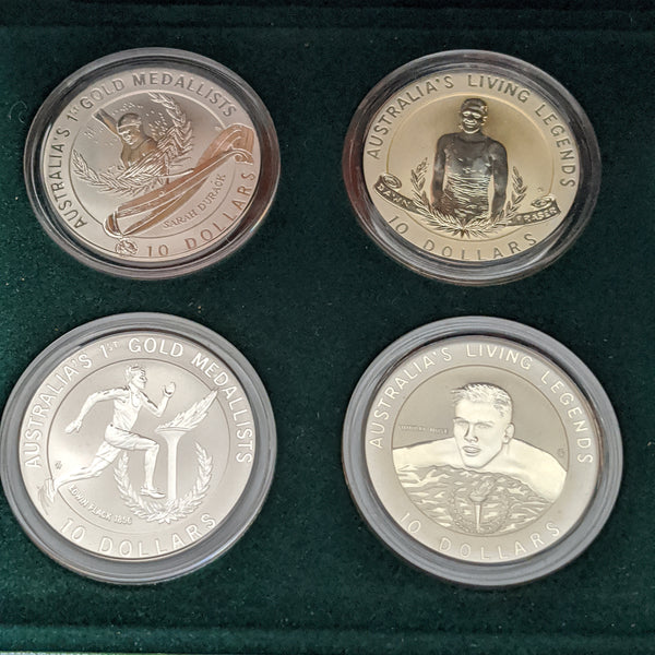 Australia 1994 - 1996 Royal Australian Mint SILVER $10 Olympic Heritage Series 6 coins