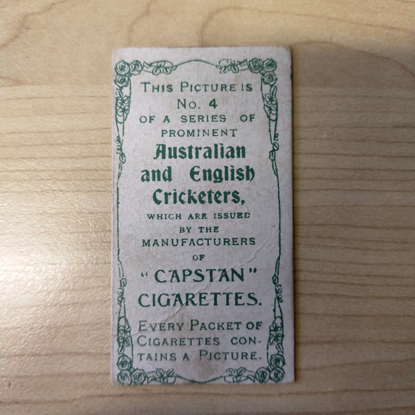 Cricket 1907 Capstan Cigarettes Victor Trumper NSW Prominent Australian and English Cricketers Cigarette Card No.4