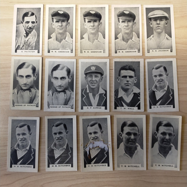 Cricket 1932-33 B.D.V. Cigarette Cards Part Set of Test Cricketers