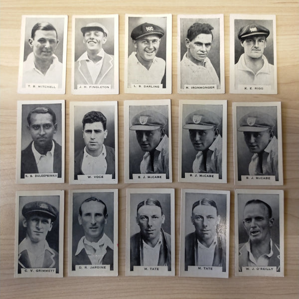 Cricket 1932-33 B.D.V. Cigarette Cards Part Set of Test Cricketers