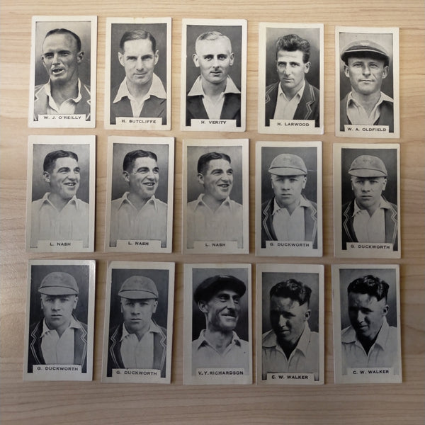 Cricket 1932-33 B.D.V. Cigarette Cards Part Set of Test Cricketers