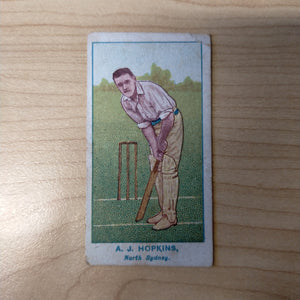 Will's Capstan Cigarettes A J Hopkins North Sydney Green Back Club Cricketers Cricket Cigarette Card