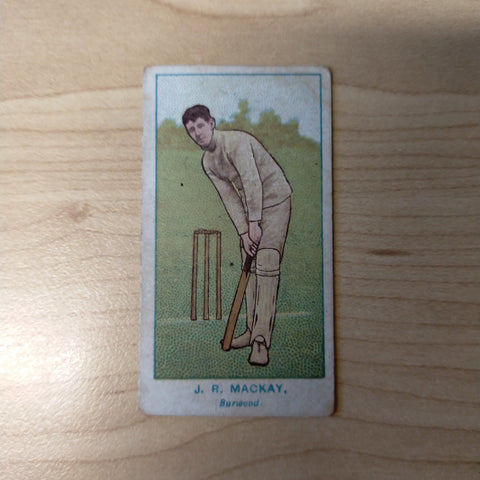 Will's Capstan Cigarettes J R Mackay Burwood Green Back Club Cricketers Cricket Cigarette Card