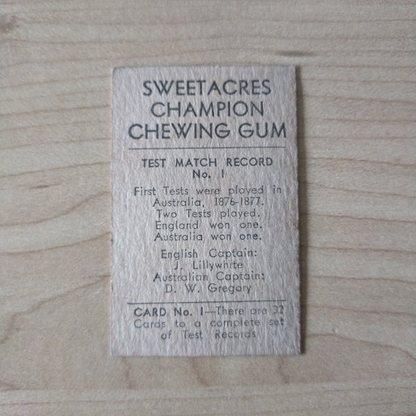 Sweetacres Champion Chewing Gum H Larwood Test Match Records Cricket Cigarette Card No.1