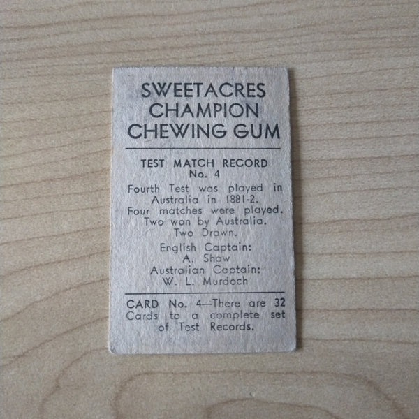 Sweetacres Champion Chewing Gum C V Grimmett Test Match Records Cricket Cigarette Card No.4