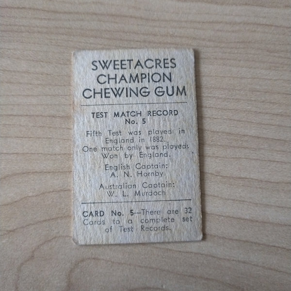 Sweetacres Champion Chewing Gum H Sutcliffe Test Match Records Cricket Cigarette Card No.5