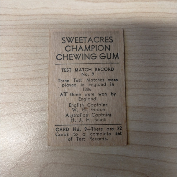 Sweetacres Champion Chewing Gum D R Jardine Test Match Records Cricket Cigarette Card No.9